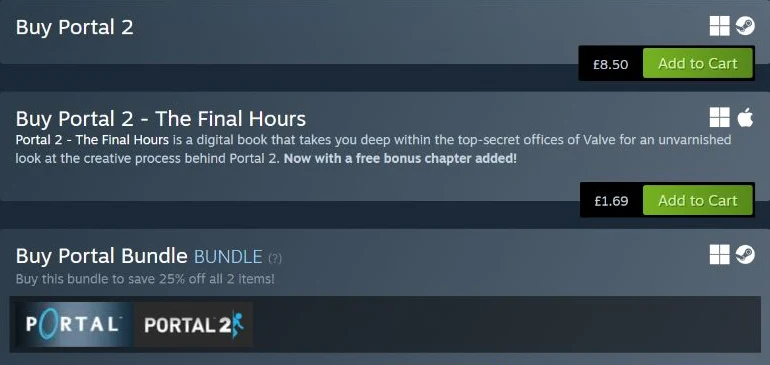 نمونه نسخه های بازی و بسته های جدا در فروشگاه Steam